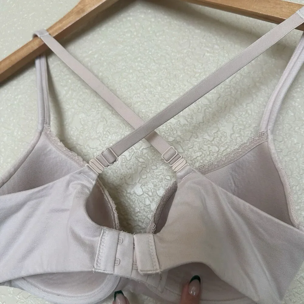 32DD Victoria's Secret body by lined Demi underwire Bra Beige Lace Full Coverage